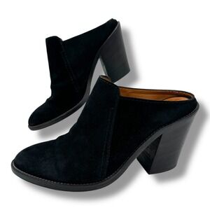 Aquatalia Black Suede Libby Weatherproof Block Heel Mules Women's Size 8.5